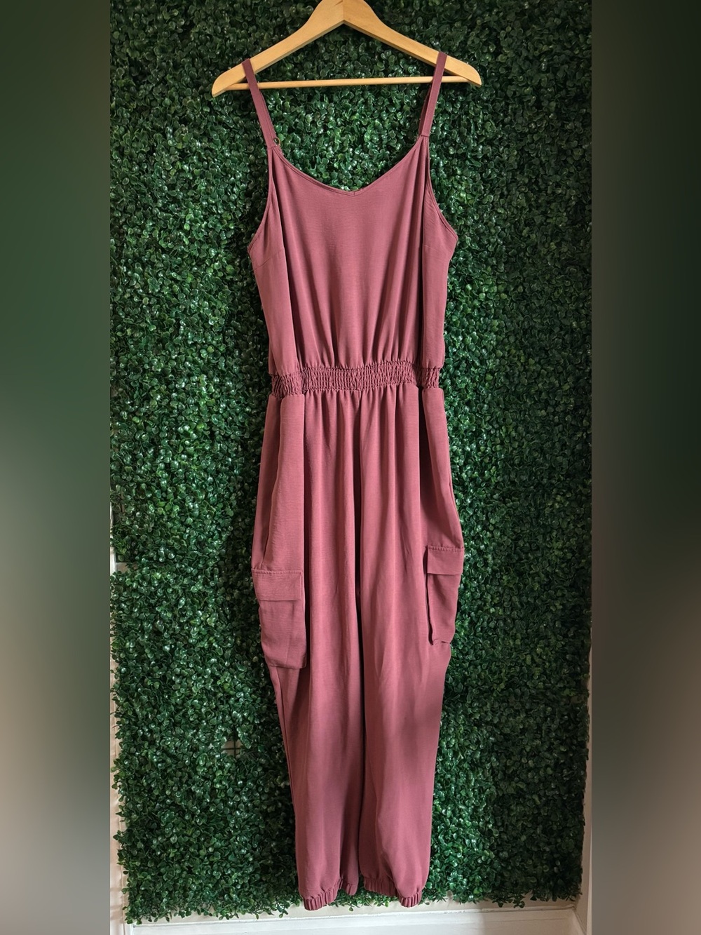 Cargo Jumpsuit XL Smocked Waist Jogger Lounge One Piece